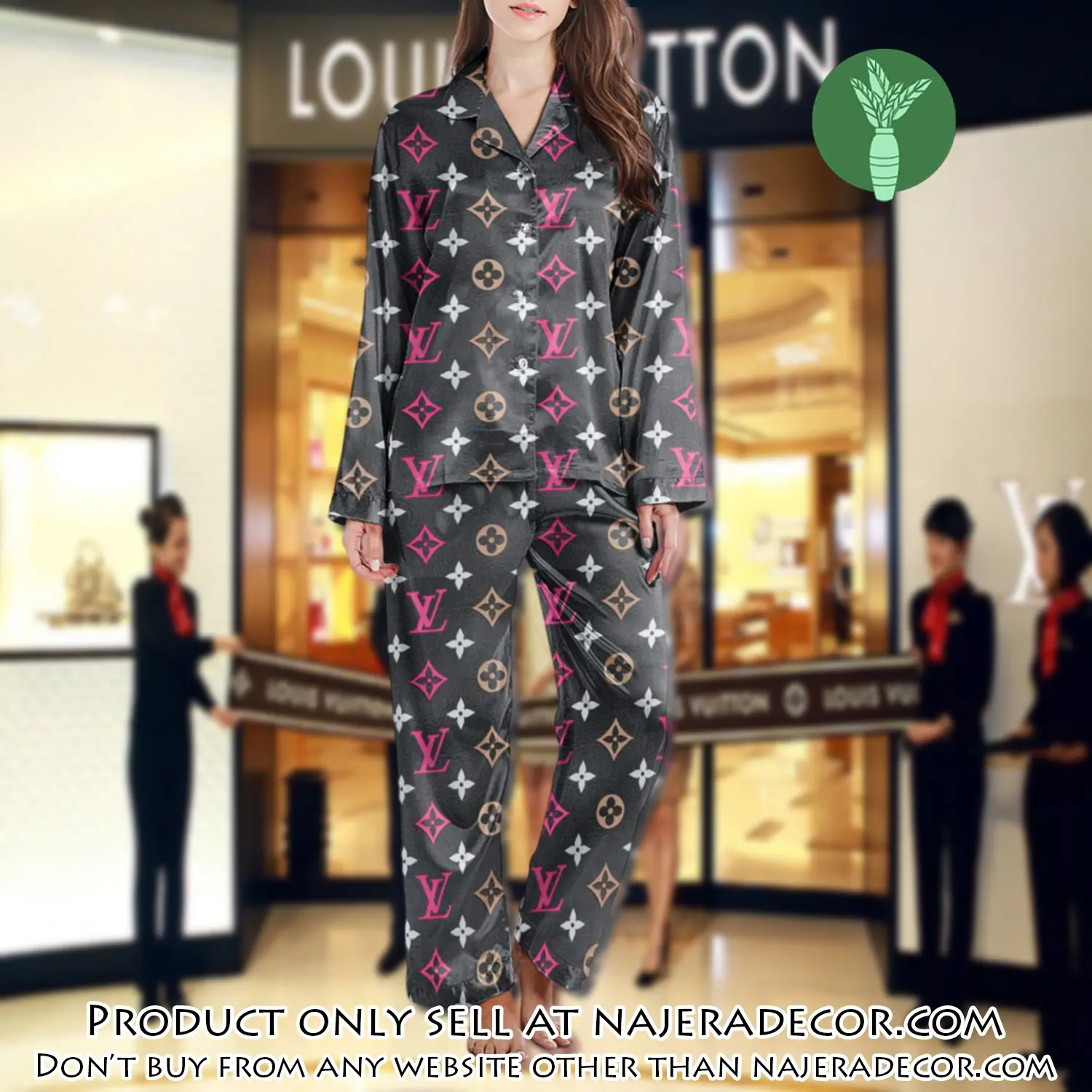 Lv monogram long satin pajama set pjs1006 njr3804048